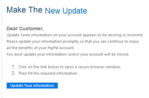 PayPal users should be aware of this scam email